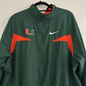 Miami Hurricanes Nike Windbreaker Jacket Mens XL Green Orange Full Zip USA Made
